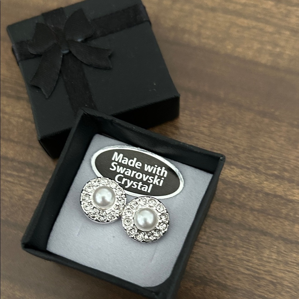 Swarovski Pearl and Crystal Silver Earrings